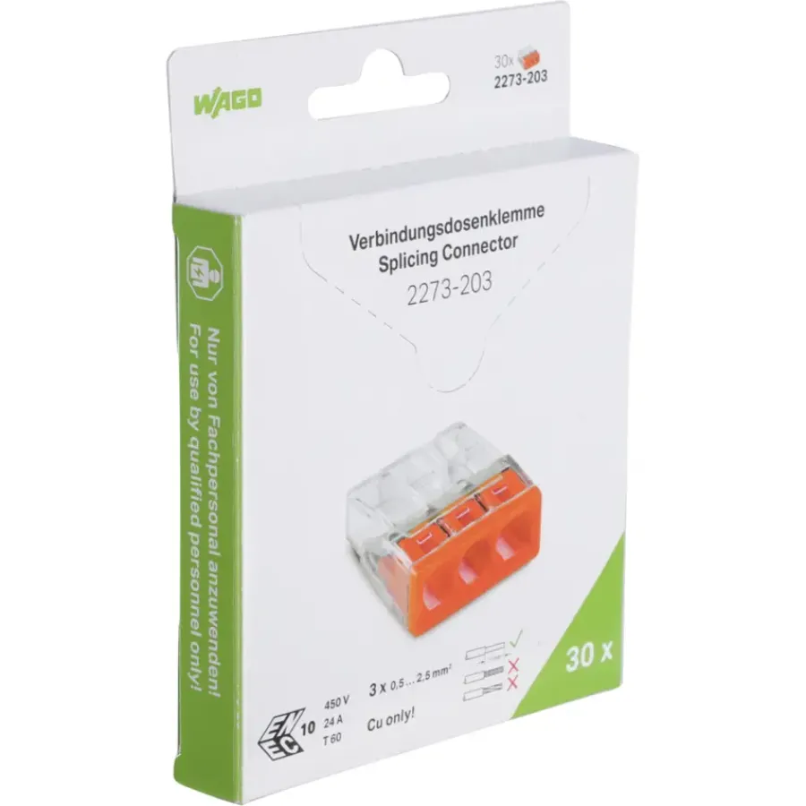 Wago Lasklem 3-voudig compact 0,5-2,5mm² 2273-203 30 stuks Discount