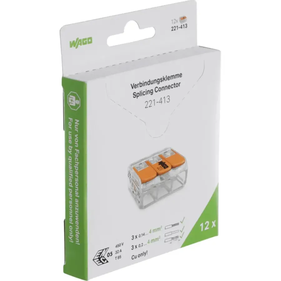 Wago Lasklem 3-voudig 0,14-4mm2 Hersluitbaar 12 stuks Discount