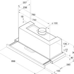 Whirlpool integreerbare afzuigkap AKR 473/1 IX 89,8 cm